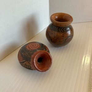Handcrafted artist signed, miniature pottery vases